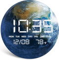 HOMLOVE Digital Desk Clock with Large LED Display, Earth Modern Date Temperature Clock [TYPC-in] for Shelf, Table, Mantel or Bedside, (Earth, 7.87 INCH)