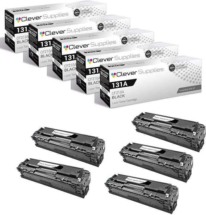 CS Replacement Toner Cartridge Compatible with HP 131A CF210A Black Color M251 M251NW M276 M276NW PRO 200 M251 M251N M251NW M276 M276NW 5 Set