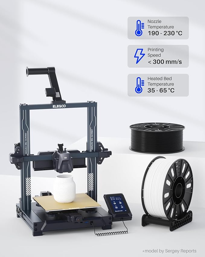 ELEGOO PLA Filament 1.75mm White 3KG, 3D Printer Filament Dimensional Accuracy +/- 0.02mm, 3kg Large Spool(6.6lbs) Fits for Most FDM 3D Printers