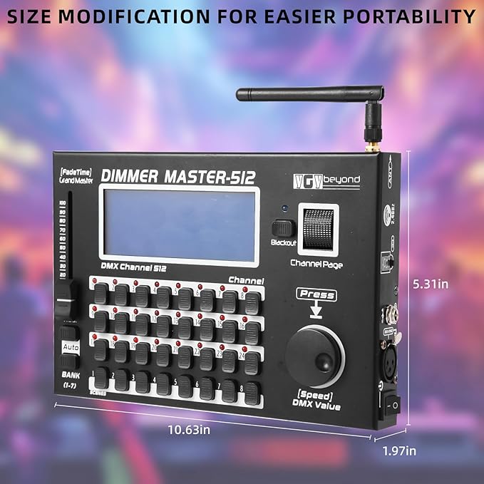 Ygybeyond Wireless DMX Controller, DMX512 Controller,512Channel,Stage Lighting Equipment & Accessorie For Dj, Ktv, Large Concert, DMX Light Controller (512 channel DMX-512)