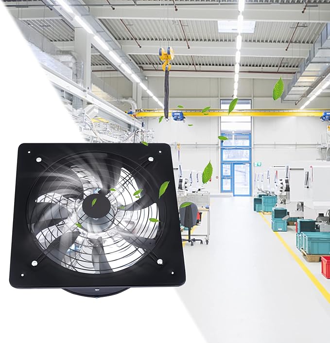 XUFOPLY 12 Inch Exhaust Fan, 110V 125W Wall Mounted Vent Fans 2800RPM Kitchen Bathroom Windows Fan Metal Extractor Fan for Attic, Garage, Window Ventilation (Black, 12 Inch)