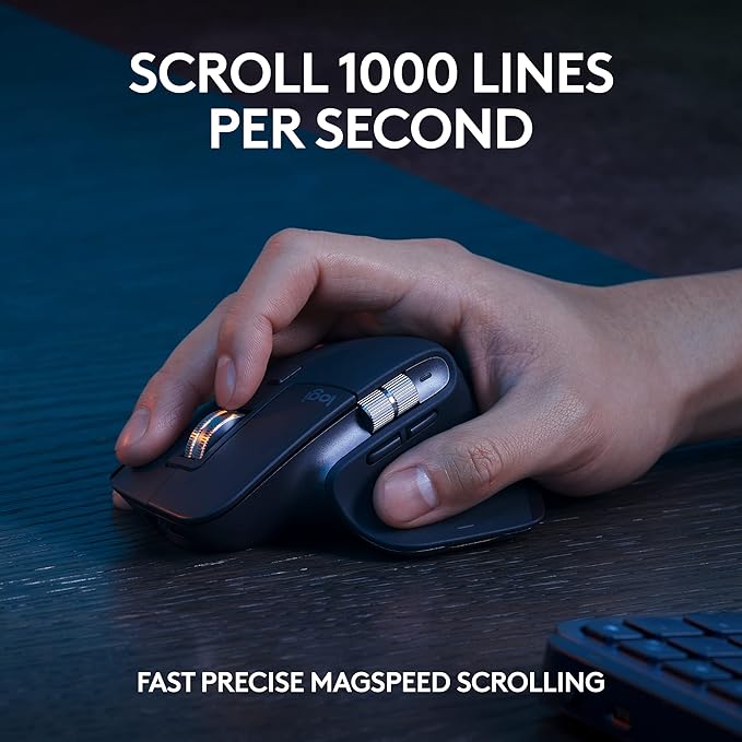 Logitech MX Keys S Combo - Performance Wireless Keyboard and Mouse with Palm Rest, Customizable Illumination, Fast Scrolling, Bluetooth, USB C, for Windows, Linux, Chrome, Mac