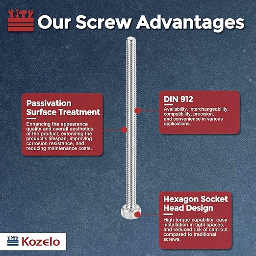 Kozelo 20pcs Socket Head Cap Screws - [M2-0.4 x 38mm] 304 Stainless Steel Allen Socket Drive for Electrical Motor 3D Printing Fan Engine Replacement Use, Silver
