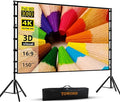 TOWOND Projector Screen and Stand, 150 inch Indoor Outdoor Projection Screen, Portable 16:9 4K HD Rear Front Movie Screen with Carry Bag Wrinkle-Free Design for Home Theater Backyard Cinema