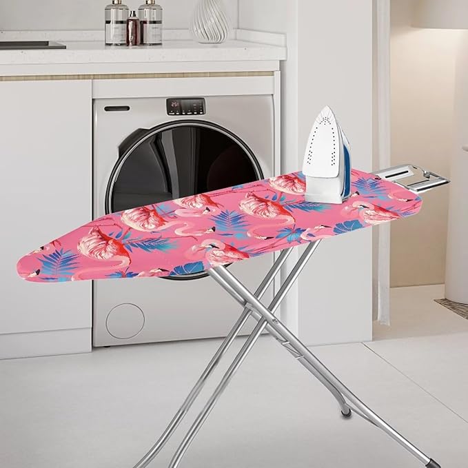 ZCFYGDX Flamingo Palm Leaf Print Ironing Board Covers (15 x 48 in) Hook & Loop Elastic Edge Easy to Install, Scorch Resistant,Lightweight & Breathable Anti-Slip & Wear-Resistant Home Size-L