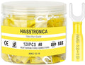 haisstronica 120PCS Heat Shrink Fork Spade Connectors #8 Waterproof Marine Grade Fork Terminal Connectors U-Type Yellow 12-10 Gauge