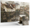 Wall Art Acoustic Panels,47''X31''Sound Absorbing Panels-8-Pack with 50 Adhesive Tabs, Decorative Sound Absorbing Panels for Living Room and Recording Studio, Offices-Small Town Near La Panne
