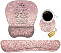 ERWYTYIOI Ergonomic Mouse Pad Wrist Support and Keyboard Wrist Rest Set with Coasters, Non-Slip PU Base, Easy Typing & Pain Relief for Computer Laptop Home Office, Bible Verses Proverbs 31:25