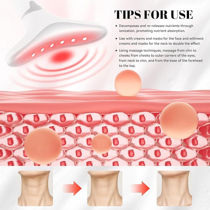 Sveekery Facial Sculptor with Red Light Therapy, Microcurrent & Vibration Massager, Portable Anti-Aging Device for Face and Neck Care, Wrinkle Reducer Face Lift Tool (White) – Valentine’s Gift