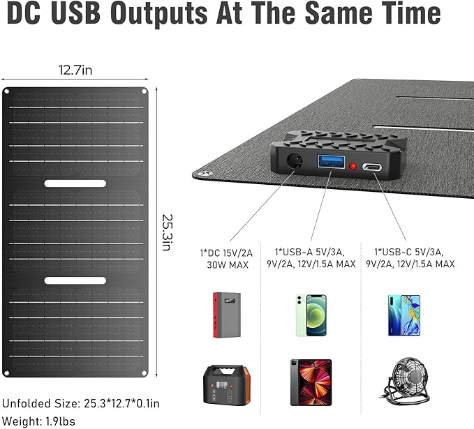 Portable Solar Power Bank with AC Outlet 65W 110V External Battery Pack, 23400mAh Portable Laptop Charger with Foldable Solar Panel 30W for Outdoor Smart Device Camping Hiking Trip Off Grid Backup