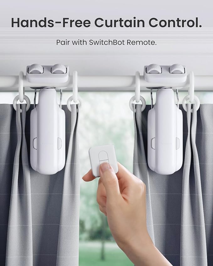 SwitchBot Smart Automatic Curtain Opener with Solar Panel - Bluetooth Remote Control with App/Timer, High-Performance Motor,Add SwitchBot Hub to Compatible with Alexa, Google Home, HomeKit