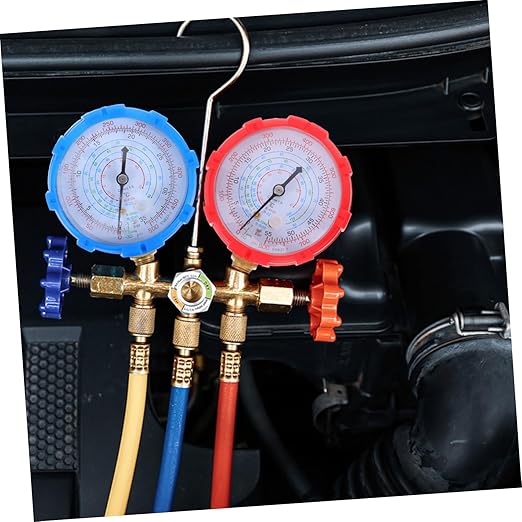 AKOOSY Automotive Gauge Set Multi Compatible Air Conditioning Pressure Monitoring Tool with Recharge Measuring Hose for Efficient Vehicle Repair and Maintenance