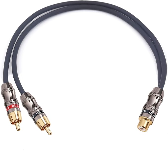 Devinal RCA/Phono Splitter Cable RCA Female to Dual Male Gold Plated Adapter, Stereo Audio Y-Cable Heavy Duty (1 Female to 2 Male) 10" (25 cm)