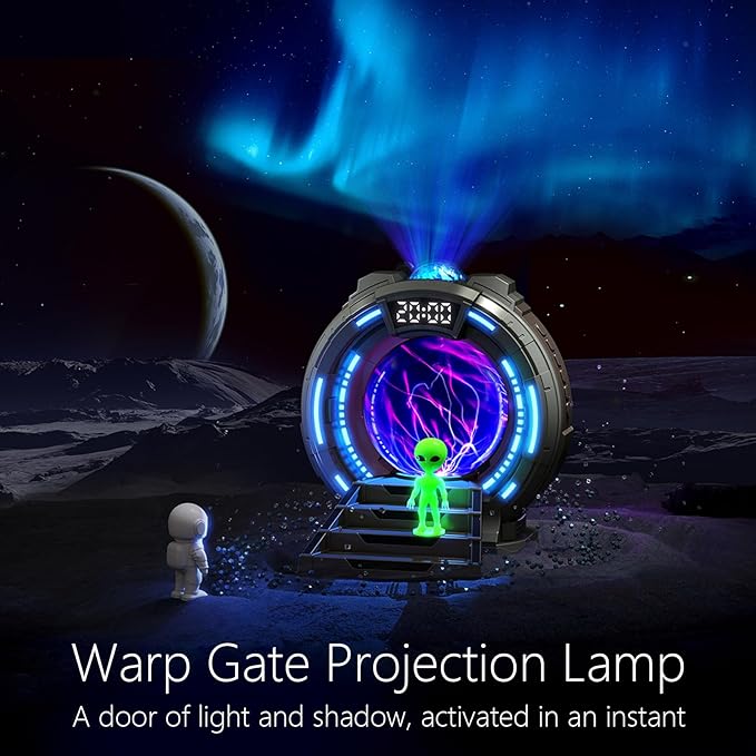 Astronaut Aurora Star Sky Projector,Plasma Globe Lamp/Star Light Projector for Children's Bedroom Sleep Aid Light,White Noise Bluetooth Music,Time Alarm Clock,Kids Room Decor,Christmas/Birthday Gift