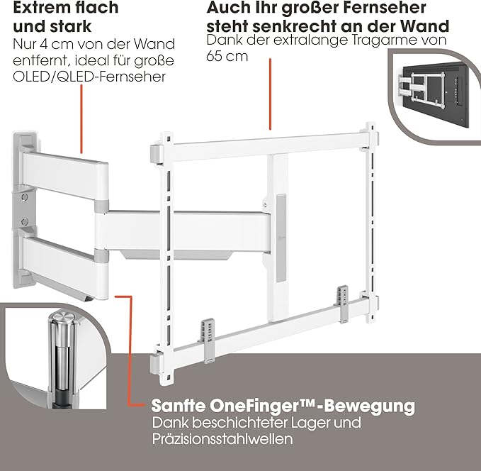 Vogel's TVM 5645 Full-Motion Ultra-Thin TV Wall Bracket for 40-77 inch TVs, Max. 45 kg, Swivels up to 180°, Full-Motion TV Mount max. VESA 600x400, Universally Compatible