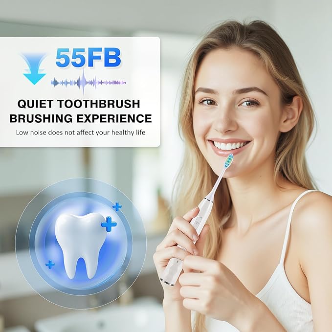 ZUAMEGU Sonic Electric Toothbrush for Adults - Deep Cleaning Teeth Whitening6 Replacement Brush Heads100-Day Battery5 Modes w/SensitiveIPX7 Waterproof (Color Options)