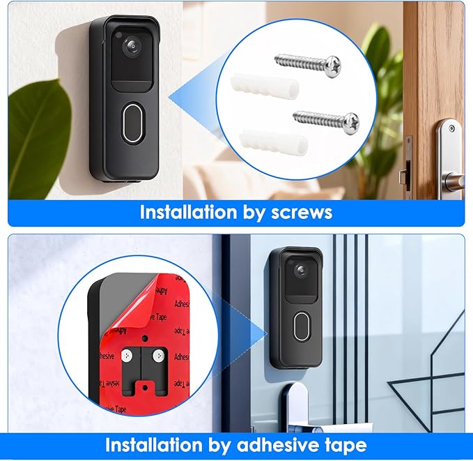 No Drill Door Mount for Blink Video Doorbell (2025 2nd Gen), Adhesive Mounting Bracket Accessories for Security System, Not for Blink Video Doorbell (2021&2023 Release), Black