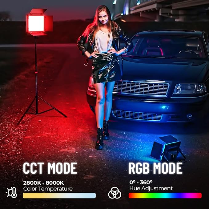Mettlelite SPL210C Light Kit 2 Packs, RGB LED Video Light with APP Control, 360° Full Color RGB, 2800K-8000K, CRI/TLCI 97+, 10 Scenes, Photography Studio Light Kit with Light Stand for Photo and Video