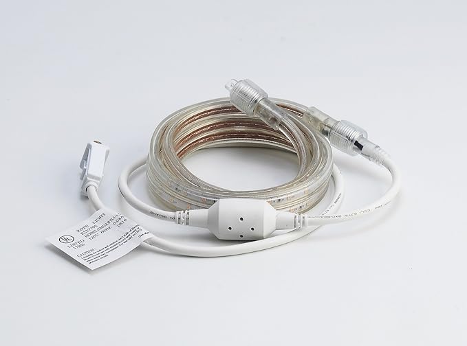CBconcept UL Listed, 6.6 Feet, 720 Lumen, 6000K Pure White, Dimmable, 110-120V AC Flexible Flat LED Strip Rope Light, 120 Units 3528 SMD LEDs, Indoor Outdoor Use, Accessories Included, Ready to use