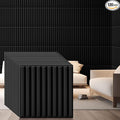 Nuanchu 120 Pcs 3D Slat Wall Panels 12 x 12 Inch PVC Fluted Textured Panel Cuttable Paintable DIY Wall Art Decorative Tiles for Ceiling Studio Bathroom Interior TV Background (Black)