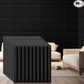 Nuanchu 90 Pcs 3D Slat Wall Panels 12 x 12 Inch PVC Fluted Textured Panel Cuttable Paintable DIY Wall Art Decorative Tiles for Ceiling Studio Bathroom Interior TV Background (Black)