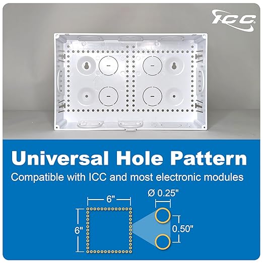 ICC 9” Plastic Structured Wiring Enclosure, Media Enclosure with Cover, Cable Management Box for Residential Structured Cabling, UL Listed, ICRESDC9PE
