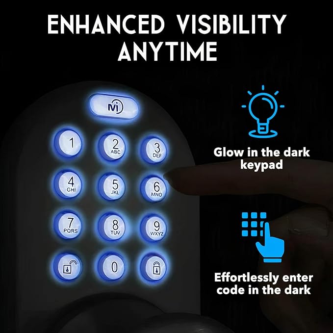 MiLocks TKK-02P Digital Door Knob Handle Lock with Electronic Keypad - Keyless Entry Smart Door Lock with Adjustable Latch Locks, Audible Tones for Interior Front Doors & More, Polished Brass