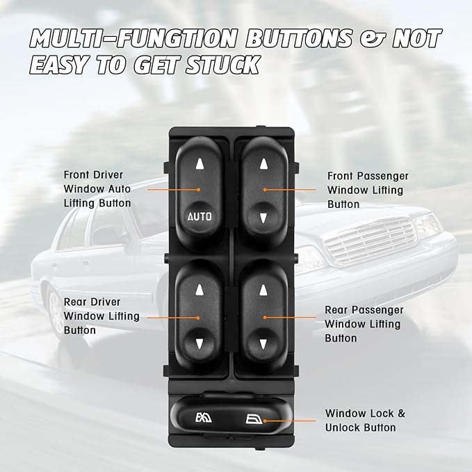 Ford Power Window Switch Replacement for 2002 2003 2004 Ford F250 F350 F450 F550,2002-2003 Explorer, 2002-2005 Excursion Mercury Mountaineer Replacement Button Windows Switches - OE 1L2Z14529BA