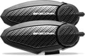 BIKECOMM BK-S2 Motorcycle Bluetooth Headset Intercom – 1200M Range Wireless Speakers - Helmet Communication System, IP67, Carbon, Twin Pack
