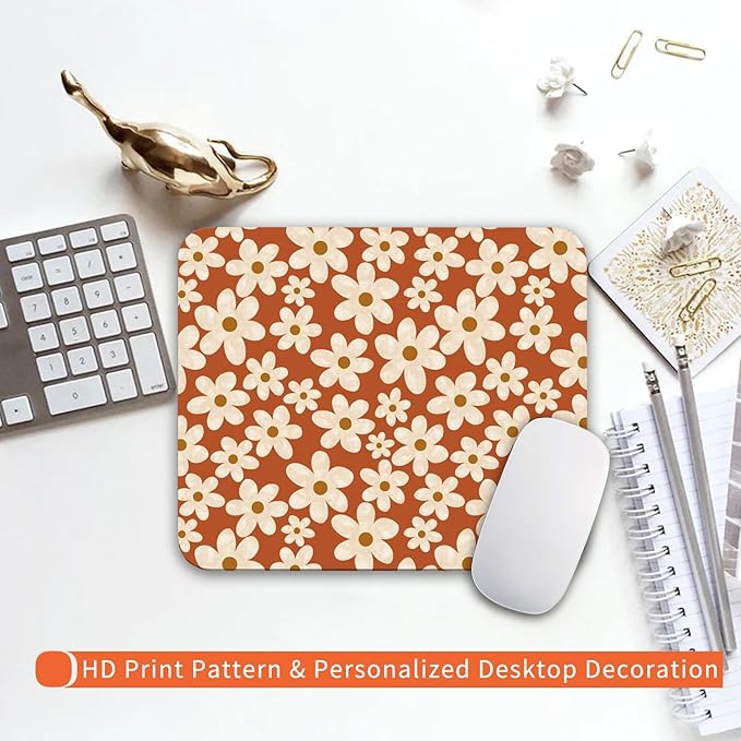 Armanza Square Mouse Pad Cute Flowers, Personalized Premium-Textured Custom Mouse Mat Design, Washable Mousepad Cloth, Non-Slip Rubber Base Computer Mouse Pads for Wireless Mouse
