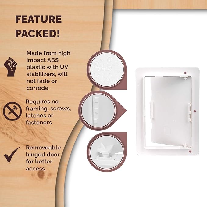 Morvat Access Panel 6x9 Inch for Drywall & Ceiling with Door, Heavy-Duty Durable ABS Plastic & Easy Install Access Box, Wall Hole Cover Plate for Plumbing & Electrical Cables & Wiring, White, 40-Pack