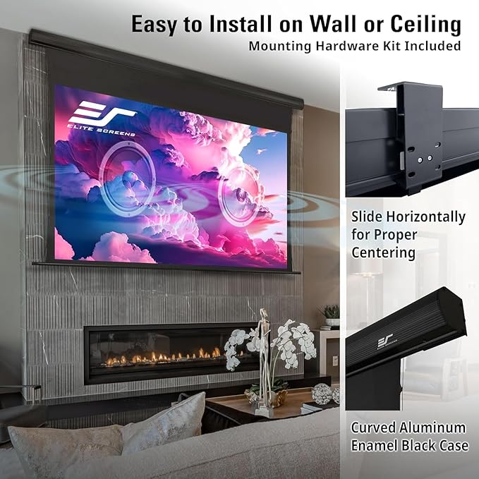 Elite Screens Saker Tab-Tension AcousticProUHD RC1 Kit, 100-INCH 24" Drop Acoustically Sound Transparent Projector Screen, SKT100UH2-E24-AUHD