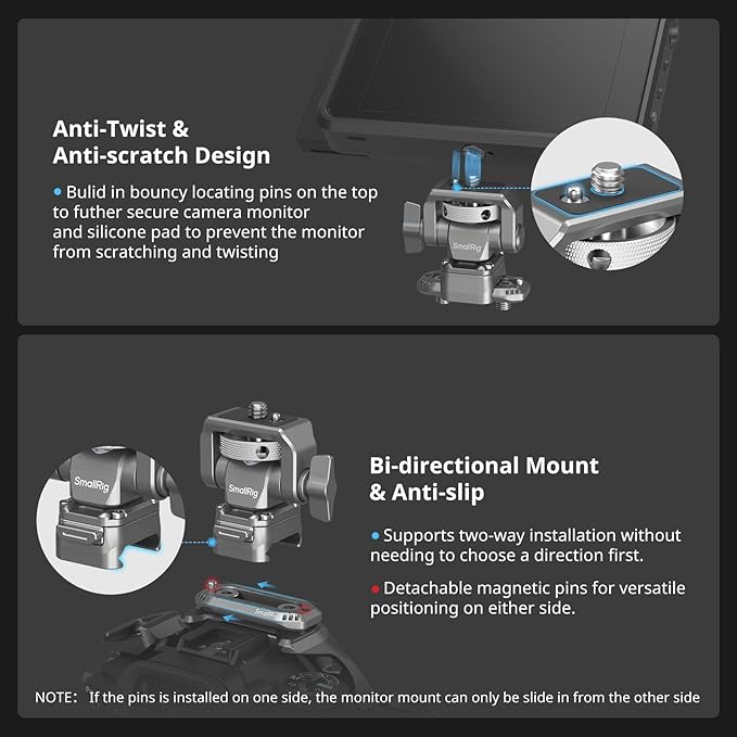 SMALLRIG Quick Release Camera Monitor Mount with Integrated NATO Rail, Field Monitor Mount, Swivel 360° and Tilt 160° Adjustable, Camera NATO Monitor Holder, Max Payload 2.5kg, HawkLock H21-4487