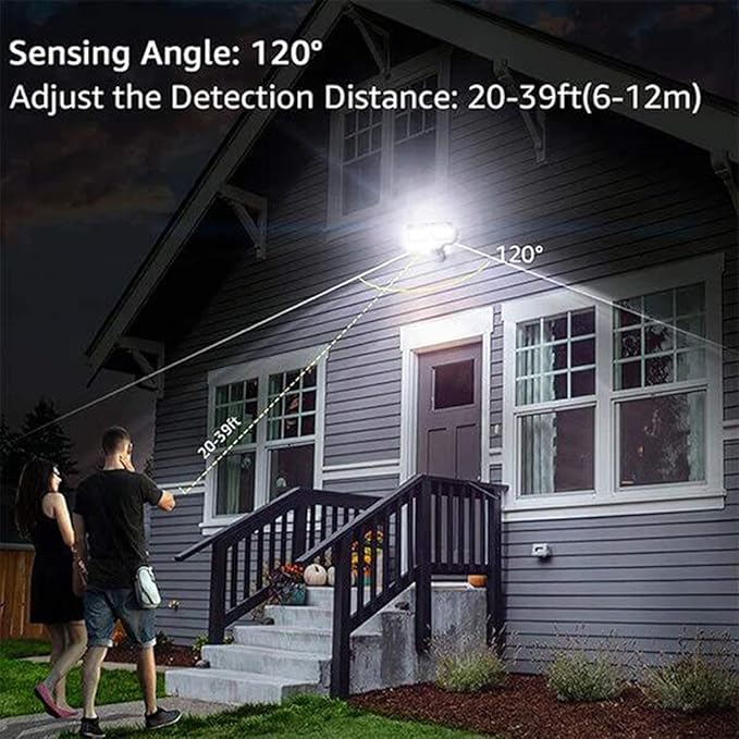 EMANER Dusk-to-Dawn Security Lights with Motion Sensor, 5000K IP65 Waterproof Outdoor, 280W Equiv. 110V 120V Dual-Head Rotatable LED Flood Light for Porch, Garage, Yard, Driveway