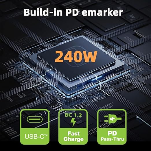 chenyang USB C Digital Display Adapter, USB 4.0 Type C Male to Female 40Gbps 8K@60Hz Data Transfer PD 240W Fast Charging Power Meter Tester Converter Adapter