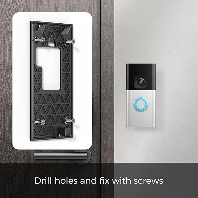 No-Drill Adhesive Mount for Ring Battery Doorbell 2024 | Damage-Free Strong 3-M Tape Holder | No Screws, Rental Friendly Wall Plate | Easy Install for Apartment (Ring doorbell 2024 Mount)