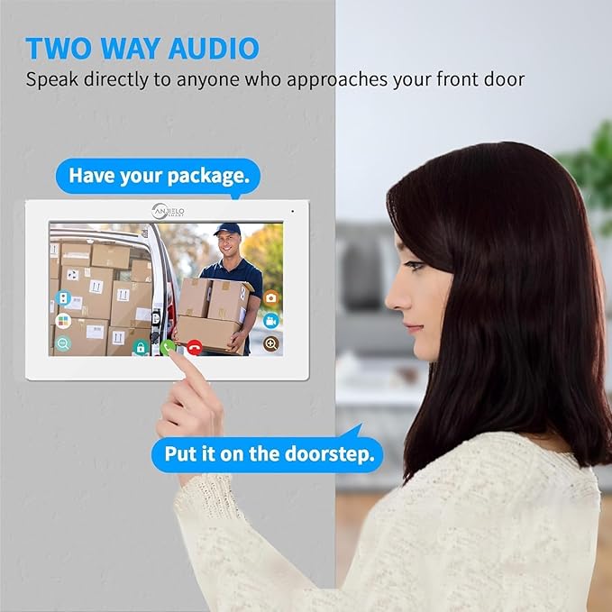 Wired Video Door Phone Apartment Intercom System,7 Inch Touch Monitor with 1080P HD Camera Doorbell,Supporting 5 in 1 Unlocking,Minitoring Motion Detecting for Home Villa,Tuya (1 doorbell + 1 monitor)