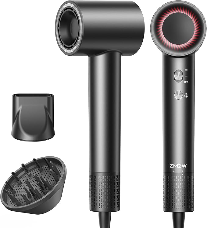 High Speed Hair Dryer 160000 RPM, Professional Ionic Blow Dryer for Fast Drying, Smart Thermo-Control, 500 Million Negative Ions, Quiet Lightweight Hairdryer with Magnetic Diffuser & Concentrator