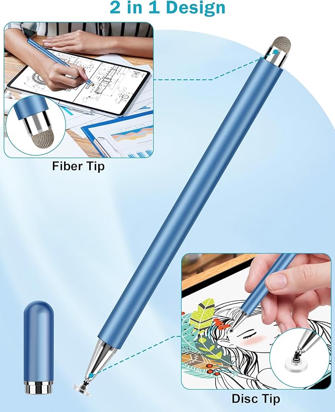 Stylus Pens for Touch Screens, 4 Pcs High Precision Disc Stylus with Magnetic Cap, 2 in 1 Stylus Pen Compatible with iPhone, iPad Pro, Mini, Air and Samsung Tablets