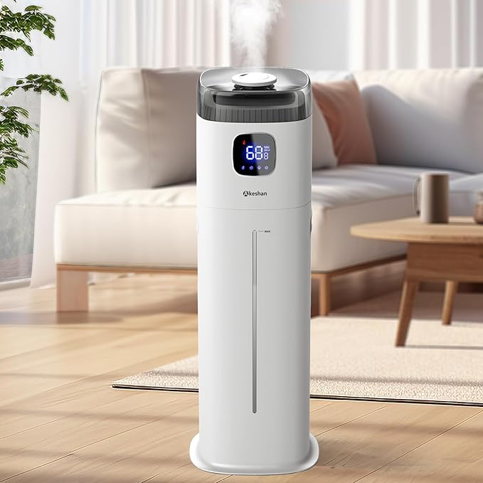 Akeshan Large Humidifier for Bedroom, 9L/2.5Gal Ultrasonic Cool Mist, Easy Clean with 350ML/H Large Mist Speed, Remote control, Quiet Tower, Suitable for Kids Room Plant Yoga