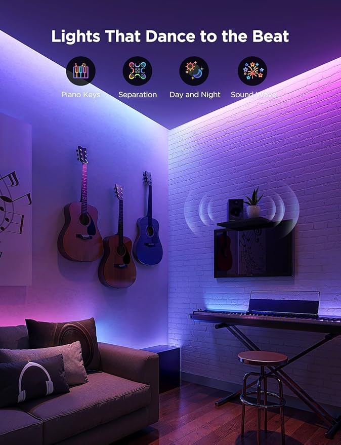 Govee RGBWWIC Strip Light 2 Pro with Matter, 6.56ft Smart LED Strip Lights Compatible with Alexa and Google Assistant, Color Changing LED Lights for Bedroom, Cabinet, Party, Gaming Desk, Home Decor