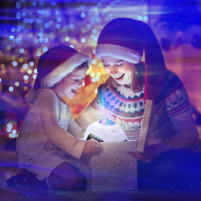 CIMELR Aurora Star Projector with Bluetooth Speaker & White Noise – Northern Lights Galaxy Night Light for Bedroom, Remote Control Ceiling Projector for Kids & Adults, Home Theater Decor (White)