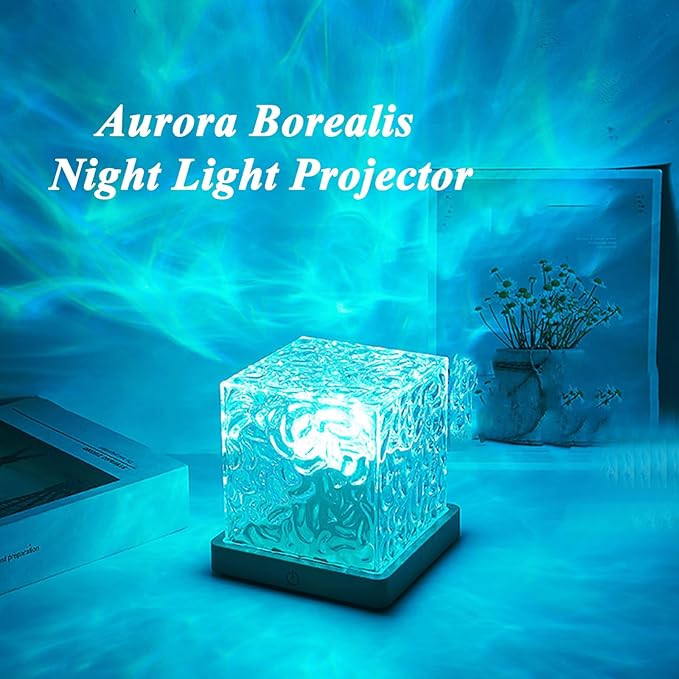 citosisk Aurora Borealis Night Light Projector, Aurora Dreamscape Projector, Magical Northern Lights for Your Room, 3/16 Colors Ambient Dynamic Wave Cube Lamp with Remote (3 Colors Plug-in, Wood)