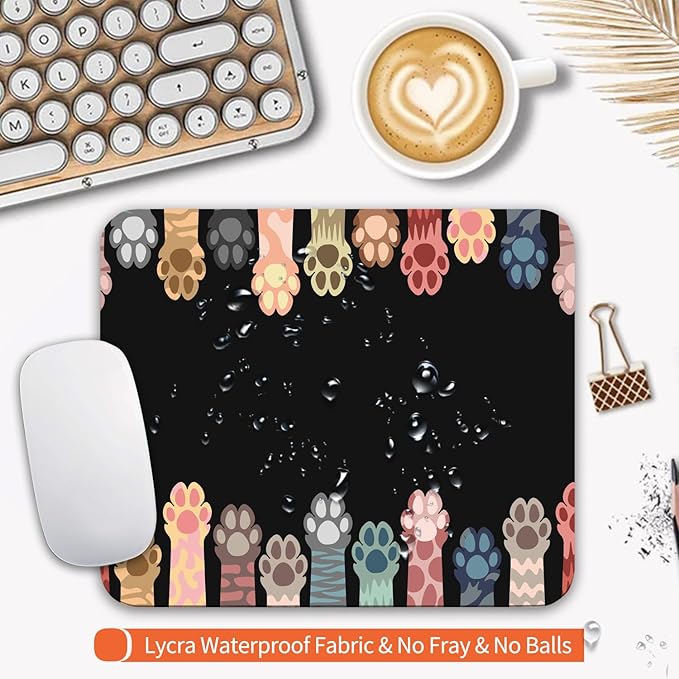 Armanza Square Mouse Pad Cute Cat Claw,Personalized Premium-Textured Custom Mouse Mat Design,Washable Mousepad Cloth,Non-Slip Rubber Base Computer Mouse Pads for Wireless Mouse