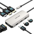 USB C Docking Station Dual DP Monitor, Displayport Docking Station with Dual DP, HDMI, VGA, USB2.0 Ports for Lenovo HP Dell, Windows System Computer