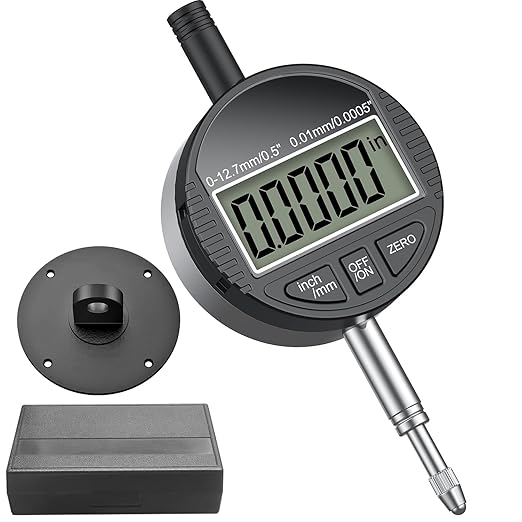 HDLNKAK Electronic Digital Dial Indicator Gauge 0-12.7mm/0.5” Inch/Metric Conversion, High Precision Probe with 0.01mm/0.0005” Resolution for Testing.