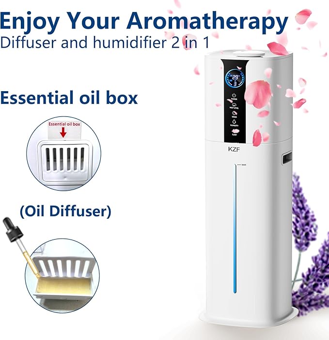 9L Smart Humidifiers for Bedroom Large Room, 2.3Gal Cool Mist Top Fill Diffuser App & Remote Control, 3 Mist Modes, Quiet Humidifier for Home Office Plant (APP White)