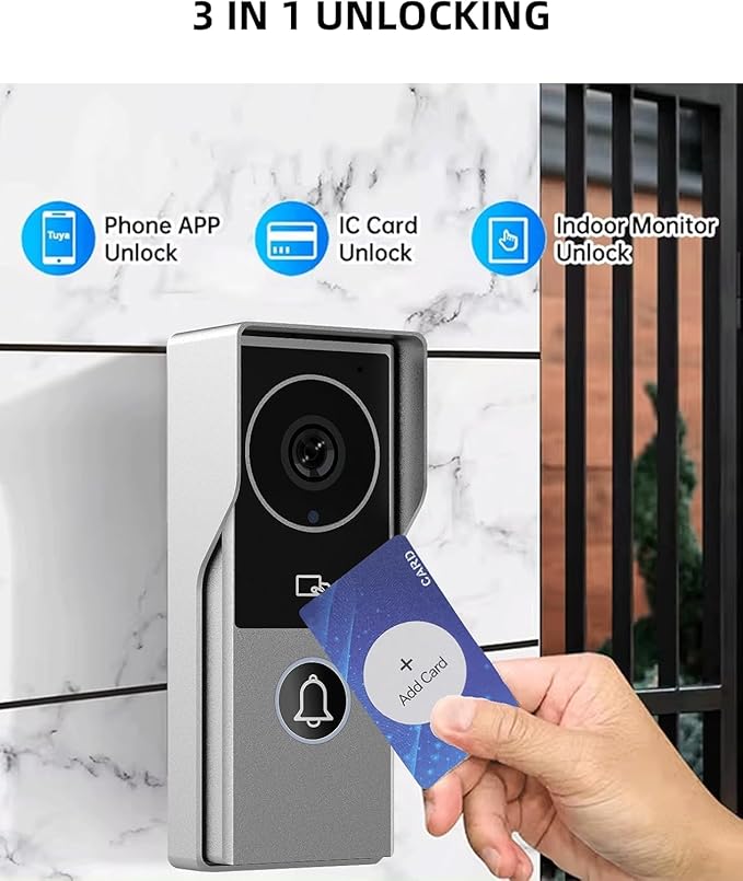 ANJIELO SMART Wired Video Intercom System, Video Doorbell Door Phone System,WiFi 1080P HD Monitor, Night Vision,Dual-Way Intercom for Villa House Office Apartment (1 Bell +2 Monitor)