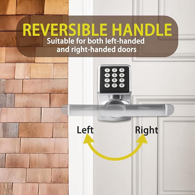 Keypad Door Lock with Handle, Digital Door Lock with Keypad Set,Keyless Entry Door Locks with Handle-IC Card and Anti-peep Password- Brushed Nickel-2PACKset