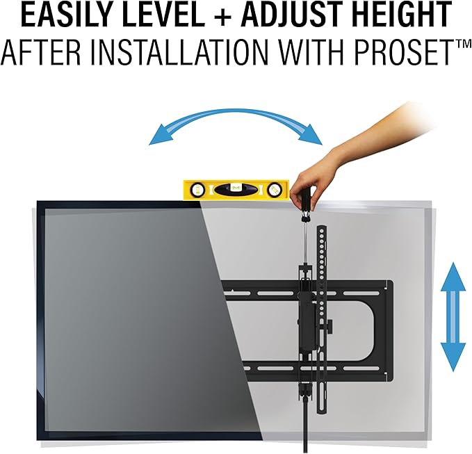 SANUS Preferred Extendable Tilt TV Wall Mount for 42 to 90 inch Screens up to 150lbs - 5.7” Extension Provides Max 12 deg Tilt to Reduce Glare - Easy DIY Install w/Included Hardware - SLT4-B1
